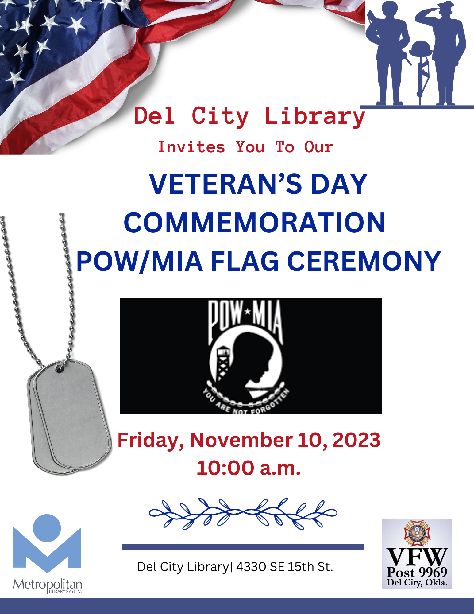 Veteran's Day Flag Raising Ceremony Metropolitan Library System